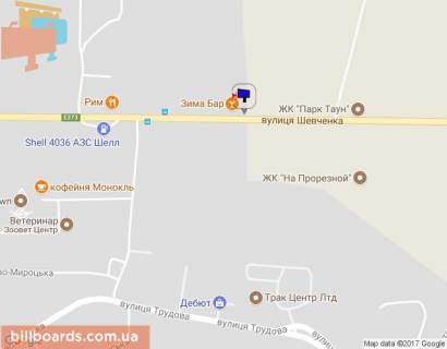 Билборд B в Буче, 6х3  м. Буча, траса М-07 "Київ-Ковель", км 25+850 право, вул. Шевченка, виїзд з Бучі, ресторан "Зима Бар", ресторан "Рим", низ схема