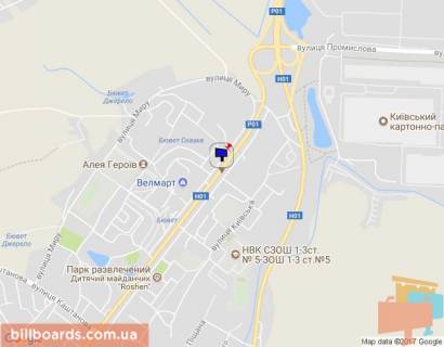 Билборд B в Обухове, 6х3  м. Обухів, вул. Київська, 166-В, навпроти ринку та житлового комплексу "Нектарний", за 70м до повороту до супермаркету "Велмарт" схема