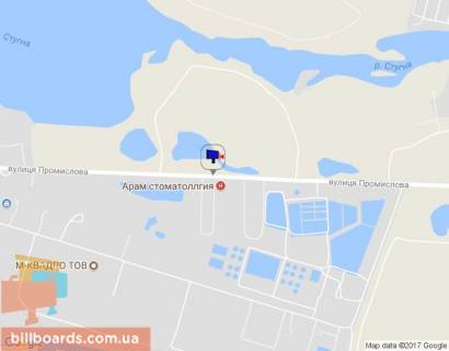 Билборд A в Обухове, 6х3  м. Обухів, вул. Промислова, 16, на зупинці громадського транспорту "ВАТ Автомобіліст", навпроти логістичного комплексу Rhenus Logistics схема