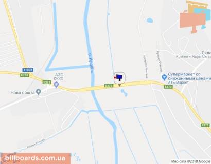 Билборд A в Ирпене, 6х3  м. Ірпінь, траса М-07 "Київ-Ковель", км 22+975 ліво, міст через р. Ірпінка, через 775м після розвилки Ірпінь-Гостомель-Буча, ЖК "Гостомель Резіденс", низ схема