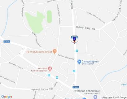 Ситилайт B в Василькове, 1,2х1,8  м. Васильків, вул. Декабристів, 9 - головна розв'язка міста, кафе "Ласощі" схема