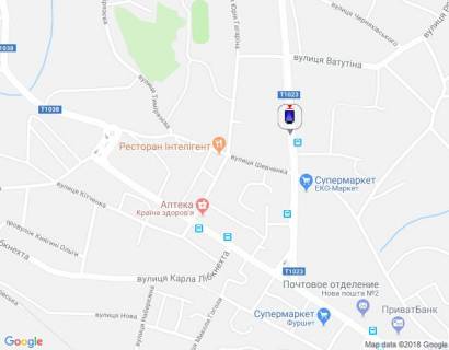 Ситилайт A в Василькове, 1,2х1,8  м. Васильків, вул. Декабристів, 9 - головна розв'язка міста, кафе "Ласощі" схема