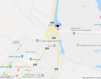 Билборд B в Обухове, 6х3  м. Обухів, початок вул. Промислова, міст через трасу Н-01 "Київ-Знам'янка", на розі доріг на вул. Київська та повороту на Київ схема