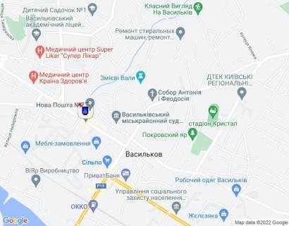 Ситилайт A в Василькове, 1,2х1,8  м. Васильків, вул. Грушевського, 17, біля Васильківського Міськрайонного центру зайнятості та автобусної зупинки, навпроти відділення ПУМБ, через 50м після магазину "Сільпо" та "COMFY", через 150м після повороту на вул. Гоголя, через 200м після схема