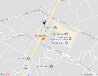 Билборд A в Бровары м. Бровари, вул. Київська, навпроти ТРЦ Термінал та АЗС КЛО, за 155м до розвилки з вул. Павла Чубинського та вул. Симона Петлюри, через 120м після розвилки з вул. Металургів схема