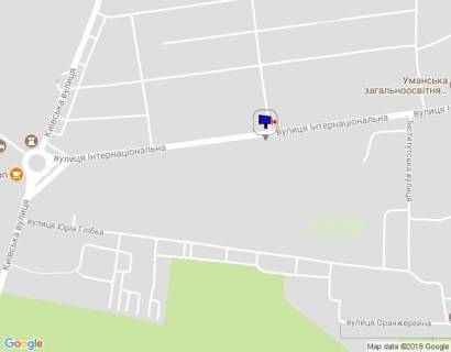 Білборд, Бігборд (Борд)  B у Умані м. Умань, вул. Інтернаціональна, навпроти будинку 49, через 230м після автобусної зупинки та повороту на вул. Інститутська, за 545м до розв'язки з вул. Комарова та вул. Київська схема