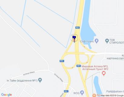 Білборд, Бігборд (Борд)  B у Обухові, 6х3  Дніпровське шосе, траса Н-01 "Київ-Знам'янка", км 43+220 право, розв'язка на м. Обухів та м. Українка, виїзд з м. Обухів в сторону м. Київ схема