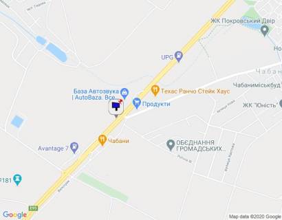 Билборд A в Чабаны с. Чабани, траса М-05 Київ-Одеса, км 16+630 право, заїзд до АТБ Маркету, біля автобусної зупинки, через 170м після заїзду на  АЗС Marshal, за 160м до АЗС КЛО схема