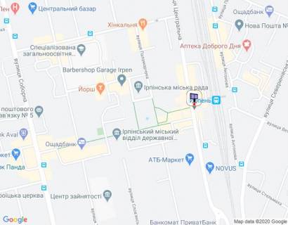 Призма A в Ирпене м. Ірпінь, вул. Центральна, навпроти вокзала, через 30м після повороту на вул. Шевченка, за 30м до ТРЦ "Ірпінь Сіті"  - 277561 схема