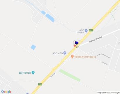 Билборд A в Чабаны, 6х6  с. Чабани, траса М-05 Київ-Одеса, км 16+650 ліво, поворот на вул. Кірова, за 135м до автобусної зупинки та 190м до заїзду на  АЗС Marshal, через 140м після АЗС КЛО, верх схема