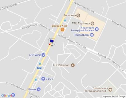 Билборд A в Бровары м. Бровари, вул. Київська, навпроти будинку 265/2, через 60м після повороту на вул. Василя Стефаника та 80м після АЗС WOG, за 105м до розвилки з вул. Павла Чубинського та вул. Симона Петлюри  схема