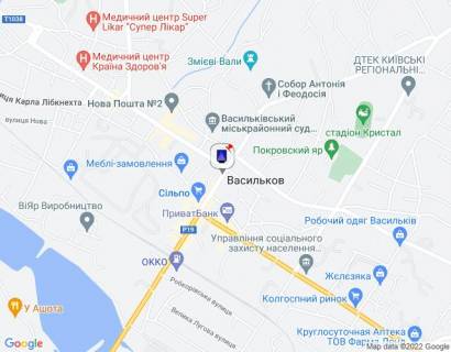 Ситилайт A в Василькове, 1,2х1,8  м. Васильків, вул. Соборна, 91, перехрестя з вул. Юних Комунарів, через 100м після перехрестя з вул. Шевченка та вул. Покровська, за 180м до повороту на вул. Володимирська та магазину "Сільпо" схема