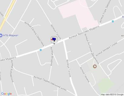 Билборд A в Бровары м. Бровари, вул. Ярослава Мудрого, 36, через 25м після повороту на вул. Мічуріна, за 80м до повороту на вул. Гоголя, навпроти Ощадбанку схема