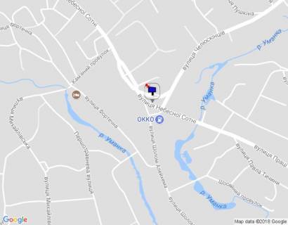 Билборд B в Умане м. Умань, вул. Небесної Сотні, перед поворотом на вул. Челюскінців, за поворотом на вул. Шолом-Алейхема, навпроти АЗС ОККО, за 80м до автобусної зупинки, правий схема