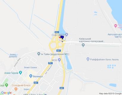 Билборд A в Обухове м. Обухів, початок вул. Промислова, міст через трасу Н-01 Київ-Знамянка, на повороті на Київ схема