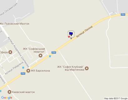 Білборд, Бігборд (Борд)  B у Софіївській Борщагівці, 6х3  с. Софіївська Борщагівка, траса Р-04 "Київ-Бишів-Звенигородка", км 2+650 право, вул. Соборна (Леніна), через 300м після ЖК "Софія Клубний", через 450м після ЖК "Софіївський квартал" та ЖК "Софія" схема