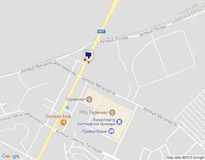 Билборд A в Бровары м. Бровари, вул. Київська, 326, навпроти кафе "У лісі", через 70м після розвилки з вул. Металургів, за 120м до повороту на вул. Лісова схема