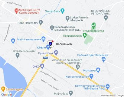 Ситилайт A в Василькове, 1,2х1,8  м. Васильків, вул. Соборна, 64/1, біля магазину "Сільпо", через 150м після перехрестя з вул. Юних Комунарів, через 230м після перехрестя з вул. Шевченка та вул. Покровська, за 50м до повороту на вул. Володимирська схема