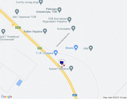 Білборд, Бігборд (Борд)  A у Калинівка, 6х3  с. Калинівка, траса М-01 "Київ-Чернігів-Нові Яриловичі", км 34+550 право, об'їзд м. Бровари, через 100м після Бауміт-Україна, за 250м до повороту на вул. Броварська та Рабен Україна схема