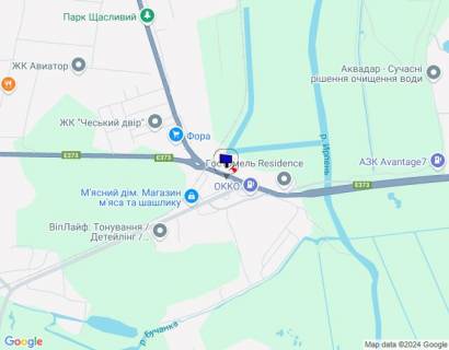 Білборд, Бігборд (Борд)  B у Гостомелі, 6х3  м. Ірпінь-м. Гостомель, вул. Свято- Покровська (навпроти №20-А) - вул. Шевченка, траса М-07, км 23+650 ліво, перед Гостомельським кільцем, біля Сіті Маркету, зупинка схема