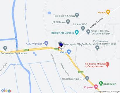 Білборд, Бігборд (Борд)  B у Гостомелі, 6х3  смт. Гостомель, траса М-07 "Київ-Ковель", км 22+800 право, вул. Кулішова, 44, перед поворотом на с. Горенка,  за 100м до магазину "Фора" схема