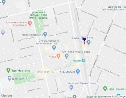 Билборд A в Ирпене м. Ірпінь, вул. Антонова, навпроти будинку 3, навпроти ТЦ "LEX", навпроти автобусної зупинки, поворот на вул. Полтавська  схема