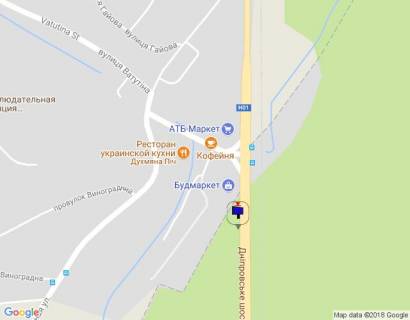 Білборд, Бігборд (Борд)  A у с. Лісники, 6х3  Дніпровське шосе, траса Н-01 "Київ-Знам'янка", км 21+080 право, через 180м після повороту на с. Лісники, через 430м після магазинів Сільпо та АТБ, через 580м після магазину Фора схема