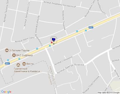 Билборд A в Бровары м. Бровари, вул. Київська, 44, за 85м після перехрестя з вул. Євгенія Зеленського, за 40м після автобусної зупинки схема