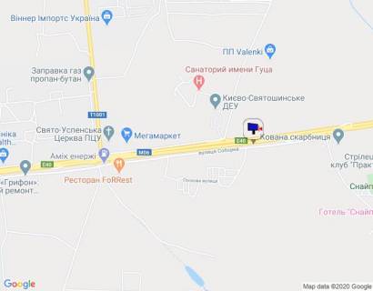 Білборд, Бігборд (Борд)  B у Капітанівке, 6х3  с. Капітанівка, траса М-06 "Київ-Чоп" (Житомир), км 24+120 ліво, перед поворотом на Бучу, автобусна зупинка Капітанівка схема