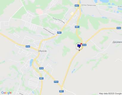 Билборд B в Обухове, 6х3  м. Обухів, Дніпровське шосе, траса Н-01 "Київ-Знам'янка", км 46+300 ліво, автобусна зупинка "Дерев'яна", поворот на Трипілля, до повороту на с. Красне схема