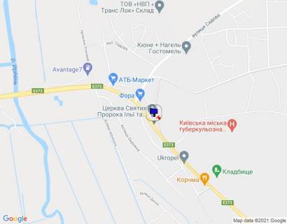 Билборд A в Гостомеле, 6х3  смт. Гостомель, траса М-07 "Київ-Ковель", км 22+700 право, вул. Кулішова, 41, перед поворотом на с. Горенка,  за 130м до повороту на вул. Чумацький Шлях, за 190м до повороту на вул. Садова, за 190м до магазину "Фора" схема