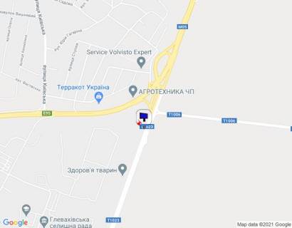 Білборд, Бігборд (Борд)  A у Василькові м. Васильків, в'їзд з смт.Глеваха (Т_10-23), км 2+960, зупинка "Польова", за розв'язкою Київ- Васильків, розворот на Рославичі, поворот Глеваха схема