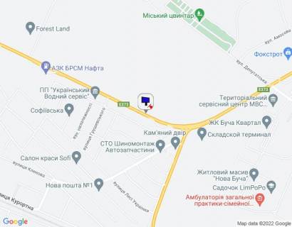 Білборд, Бігборд (Борд)  A у Ворзелі, 6х3  траса М-07 "Київ-Ковель", км 31+050 право, навпроти АЗС Лукойл, через 100м після повороту на смт. Ворзель схема