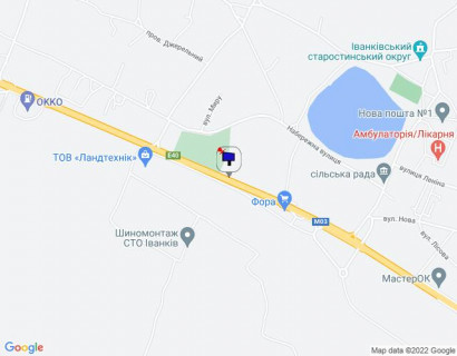 Білборд, Бігборд (Борд)  B у Іванків, 6х3  с. Іванків, харківська траса, траса М-03 "Київ-Харків", км 46+200 ліво, за 250м до магазину Фора, за 550м до автобусної зупинки та повороту на вул. Пролетарська, через 850м після АЗС ОККО схема