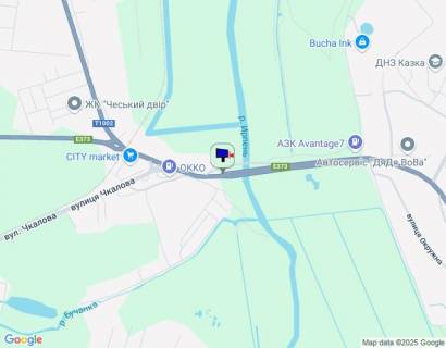 Білборд, Бігборд (Борд)  A у Ірпені, 6х3  м. Ірпінь, траса М-07 "Київ-Ковель", км 23+300 право, міст через р. Ірпінка, в'їзд у місто, за 275м до АЗС ОККО, через 500м після магазину АТБ, через 550м після магазину ФОРА схема