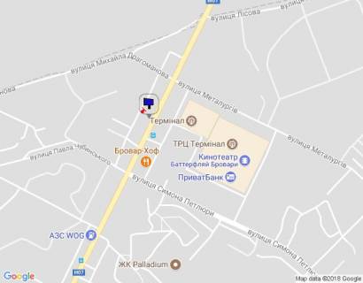 Білборд, Бігборд (Борд)  B у Бровари м. Бровари, вул. Київська, навпроти ТРЦ Термінал та АЗС КЛО, через 155м після розвилки з вул. Павла Чубинського та вул. Симона Петлюри, за 120м до розвилки з вул. Металургів схема