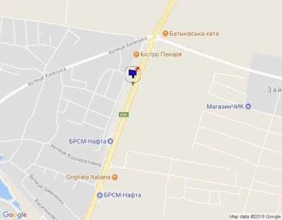 Білборд, Бігборд (Борд)  A у Київських трасах, 6х3  смт. Глеваха, траса М-05 Київ-Одеса, км 24+535 право, за 340м до заїзду на АЗС БРСМ, через 160м після автобусної зупинки та 340м після повороту на с. Зайцев схема