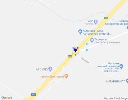 Билборд B в Чабаны с. Чабани, траса М-05 Київ-Одеса, км 16+650 ліво, поворот на вул. Кірова, через 135м після автобусної зупинки та 190м після заїзду на  АЗС Marshal, за 140м до АЗС КЛО, верх схема