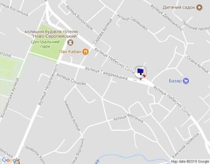 Билборд A в Умане м. Умань, вул. Гайдамацька, навпроти будинку 32, розвилка з вул. Небесної Сотні, через 50м після повороту на вул. Некрасова, за 140м до повороту на вул. Шмідта схема