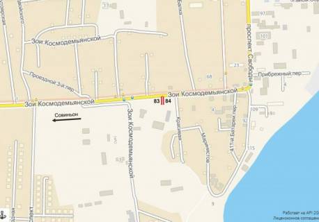 Билборд A в Одессе, 3х6  Совіньон (вул. Зої Космодемянскої, 3), у місто (А) схема