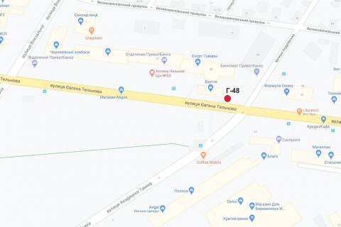 Билборд A в Кропивницкий (Кировоград) вул. Є.Тельнова/вул.Соборна схема