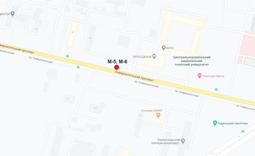 Билборд A в Кропивницкий (Кировоград), 3х6  проспект Університетський (КНТУ) схема