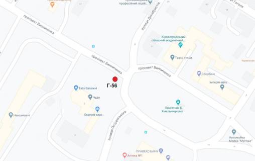 Билборд A в Кропивницкий (Кировоград) вул. Преображенська/площа Б.Хмельницого схема