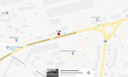 Билборд A в Кропивницкий (Кировоград), 3х6  вул. Маланюка схема