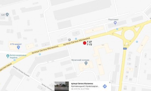 Білборд, Бігборд (Борд)  B у Кропивницький (Кіровоград), 3х6  вул. Маланюка схема