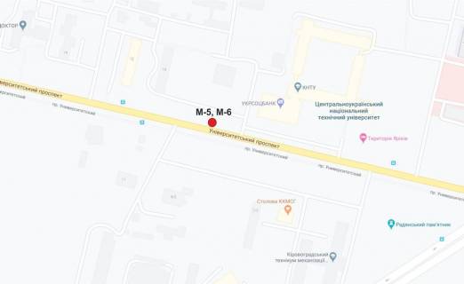 Билборд B в Кропивницкий (Кировоград) проспект Університетський (КНТУ) схема