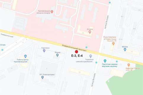 Білборд, Бігборд (Борд)  A у Кропивницький (Кіровоград) проспект Університетський  схема