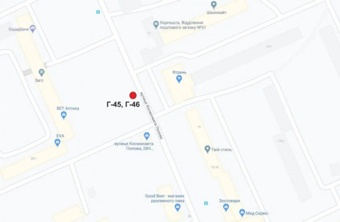 Билборд B в Кропивницкий (Кировоград), 3х6  вул. космонавта Попова схема
