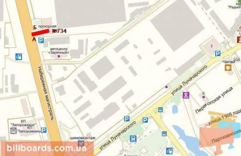 Билборд A в Запорожье Набережная-проходная АвтоЗАЗ схема