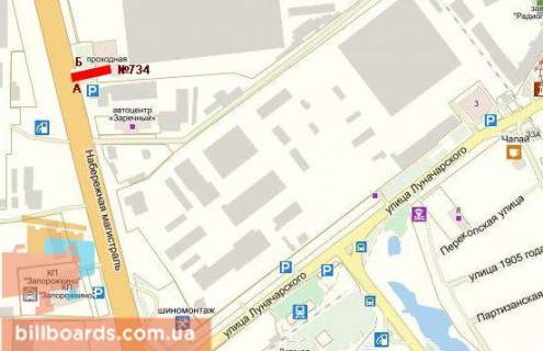 Билборд B в Запорожье Набережная-проходная АвтоЗАЗ схема